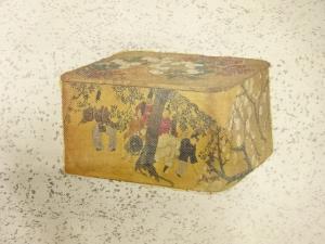 アンティーク　文箱に時代人物模様開き名古屋帯（額縁仕立て）